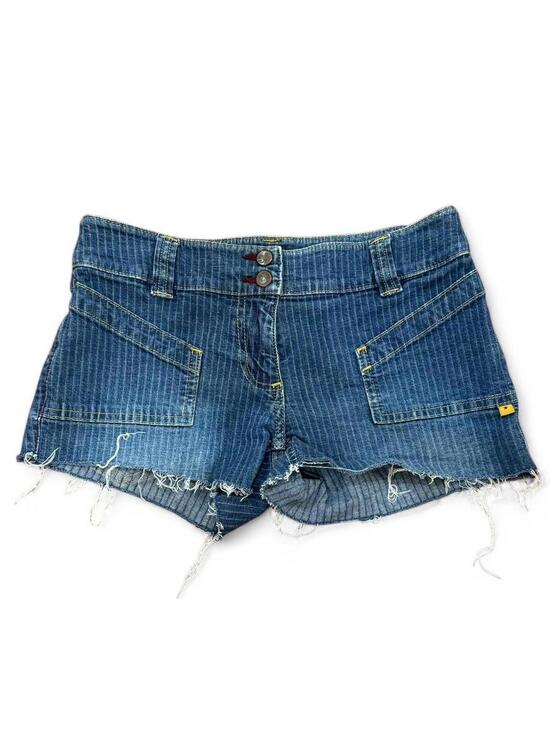 Pants - Y2K pinstripe low rise cut off denim shorts Sz. 27